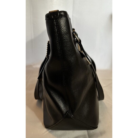 COACH Black Crossgrain Leather Zip Top Tote Bag #F35204 - Picture 7 of 14